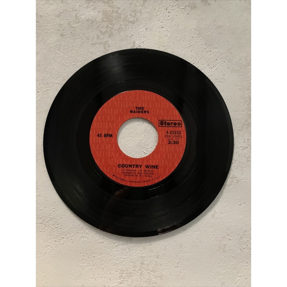 The Raiders - Country Wine 7" Vinyl 45 1972 USA Columbia 4-45535 VG